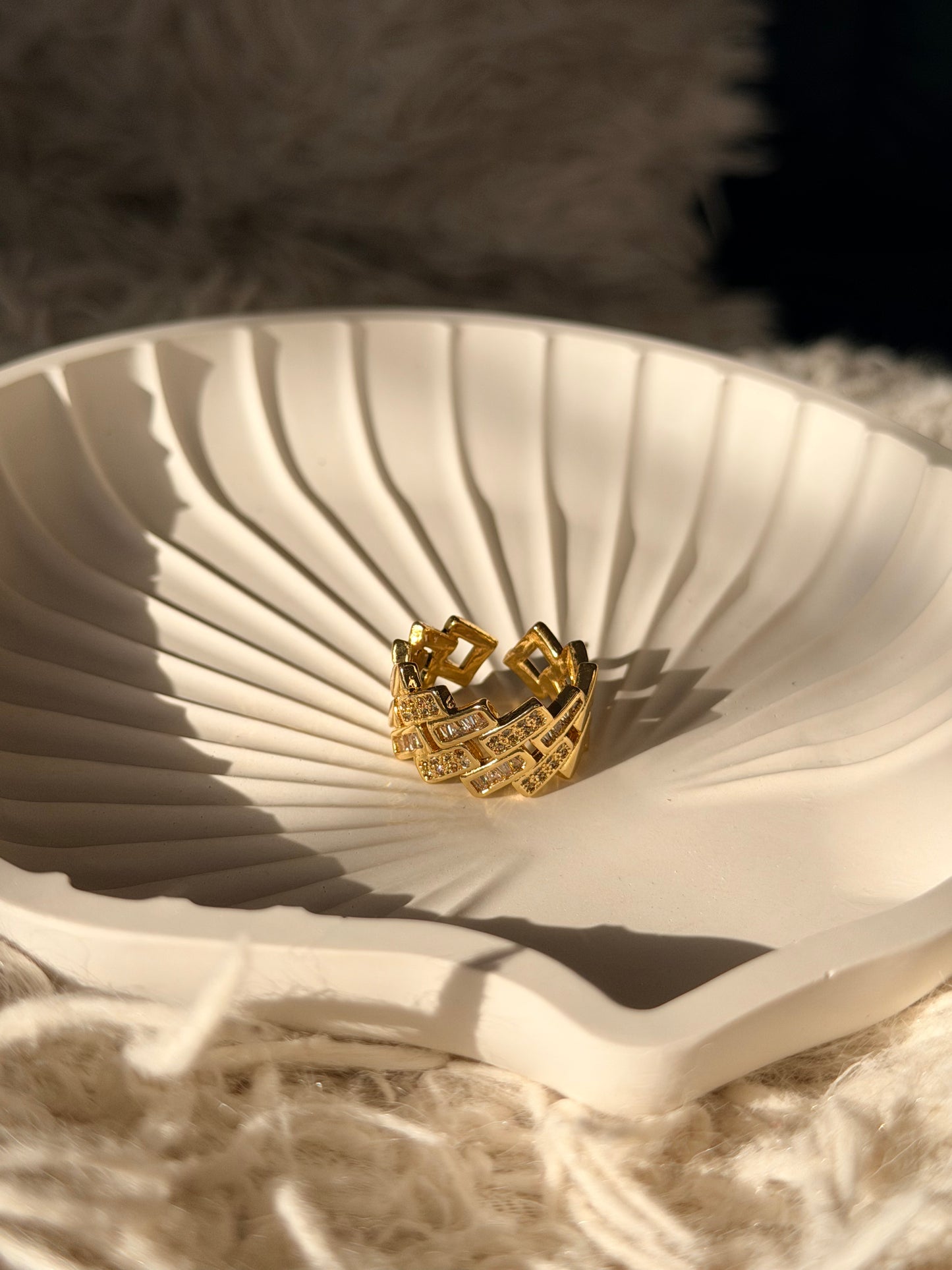 Geometric Weave Gold Ring