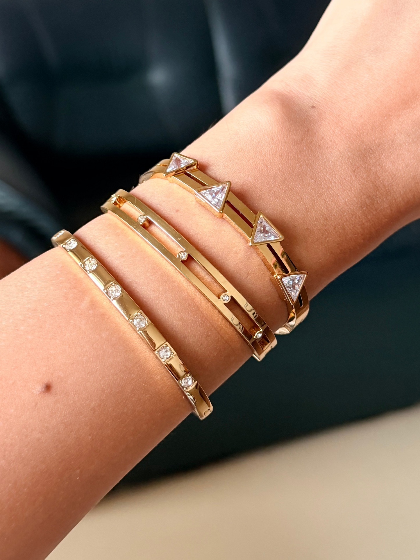 Bezel Crystal Kada Bracelet