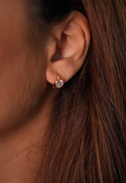 Avery Solitaire Crystal Huggie Earrings