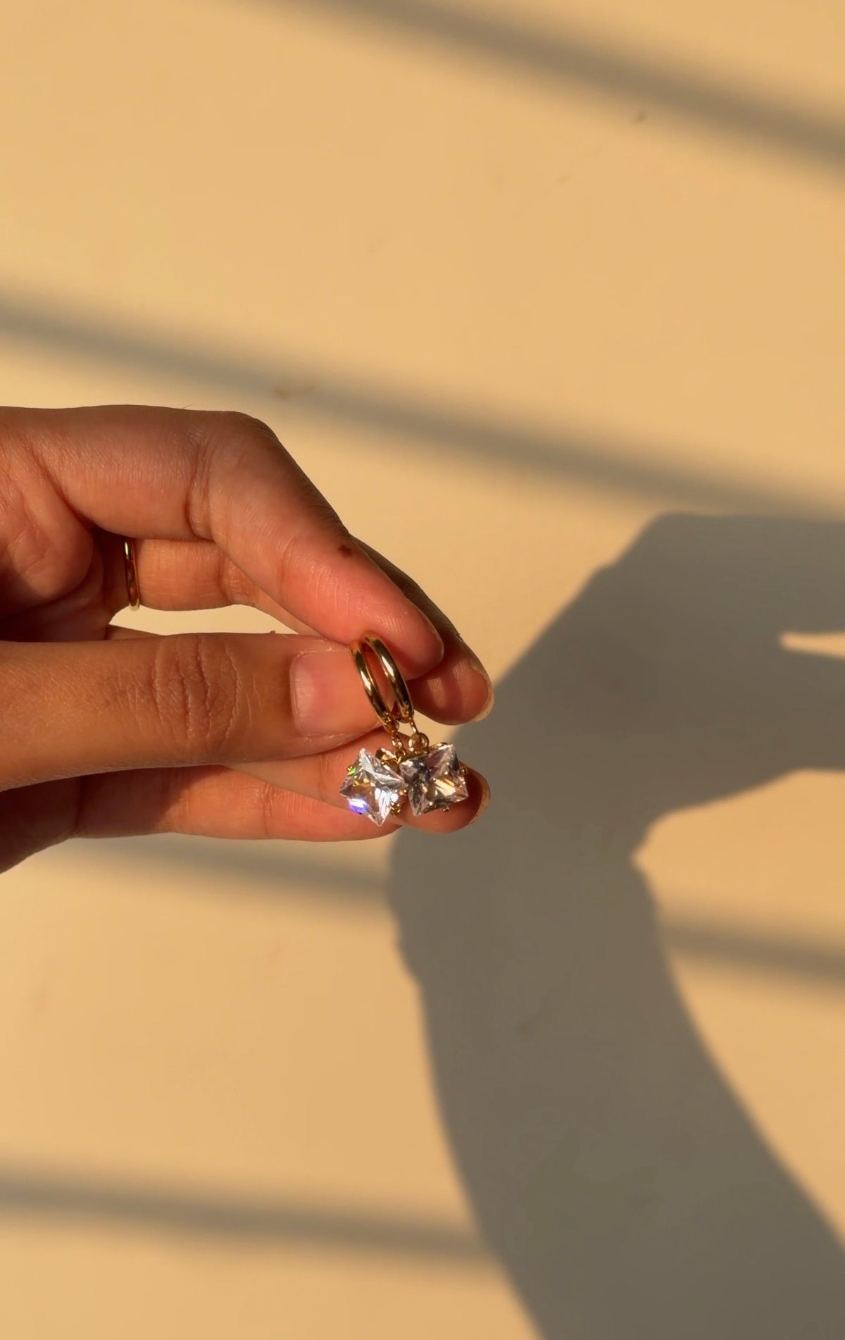 Sienna Square Crystal Drop Huggie Earrings