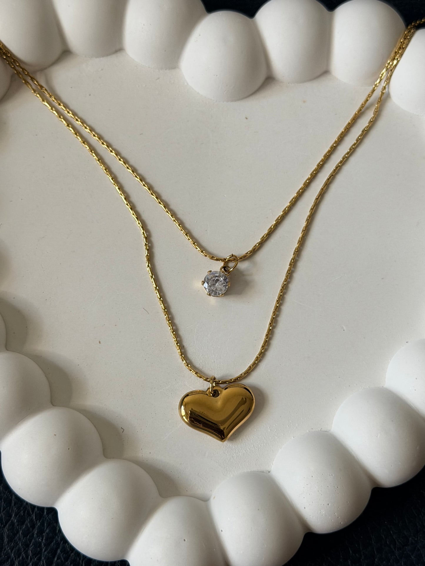 Layered Puffy Heart Necklace