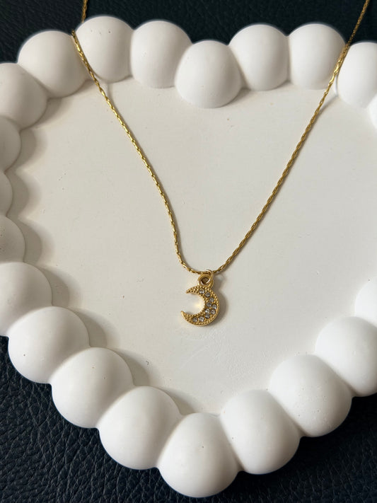 Pavé Crescent Moon Necklace