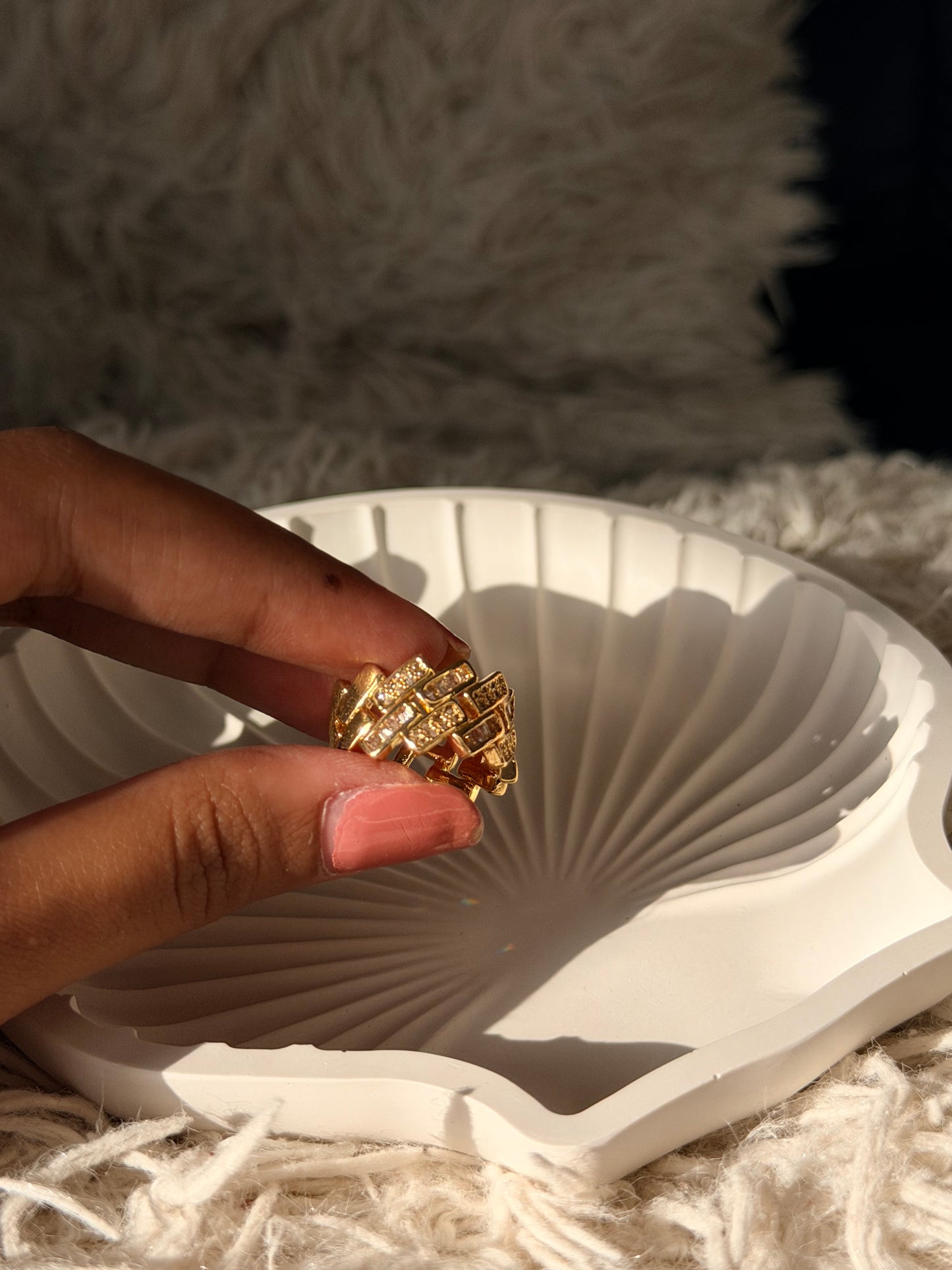 Geometric Weave Gold Ring