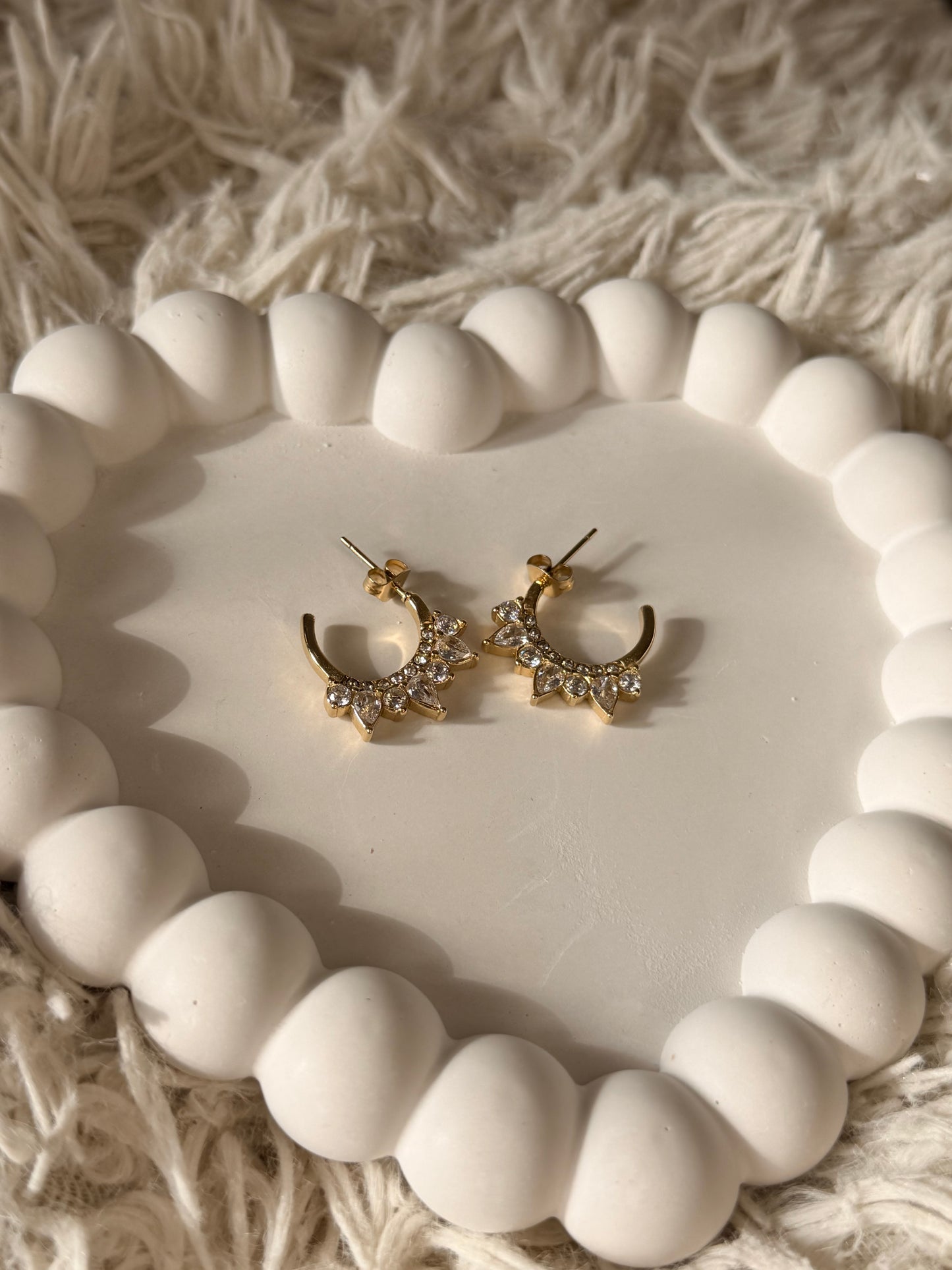 Floral Crystal Half Hoop Earrings