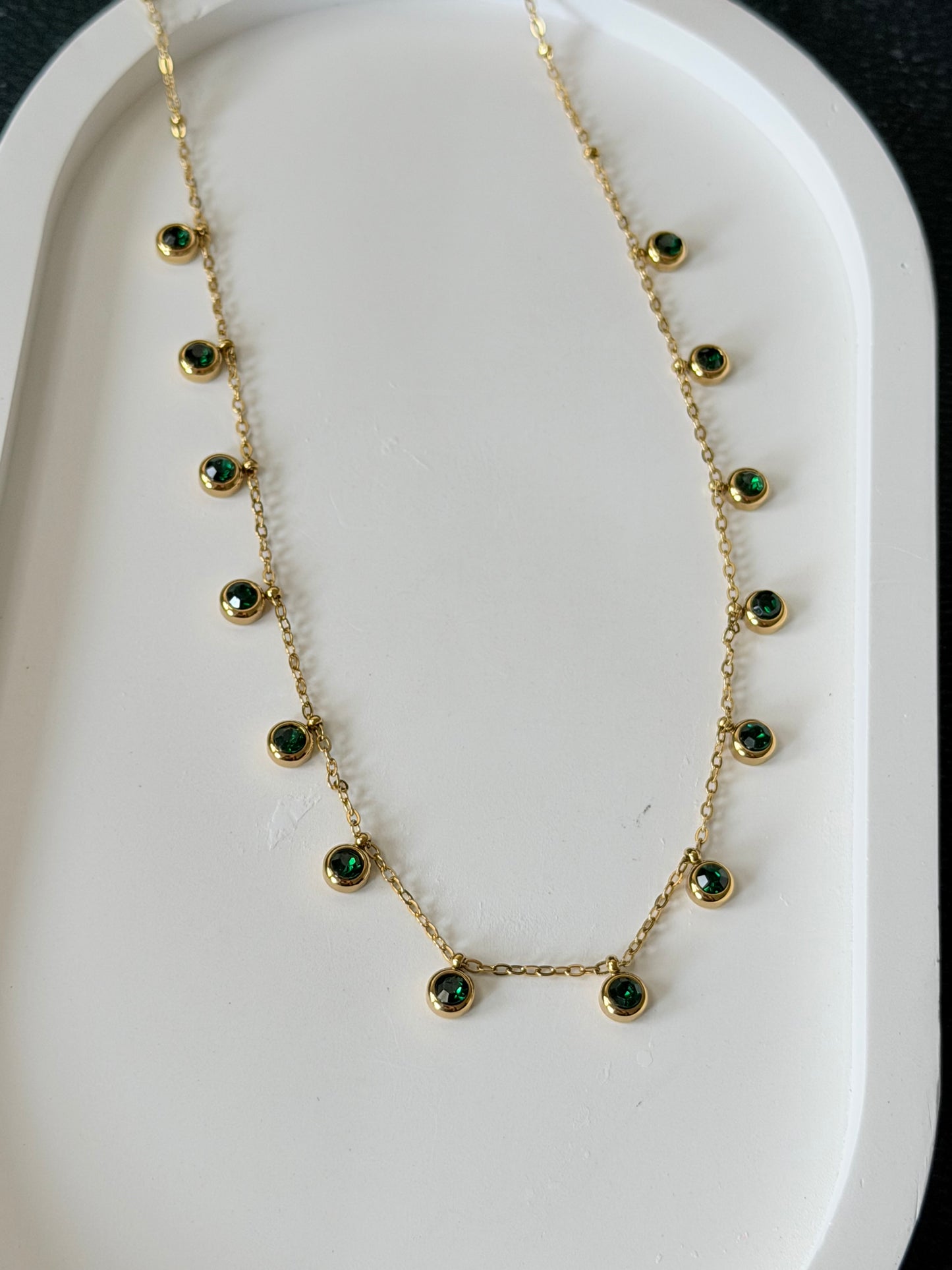 Emerald Crystal Station Necklace