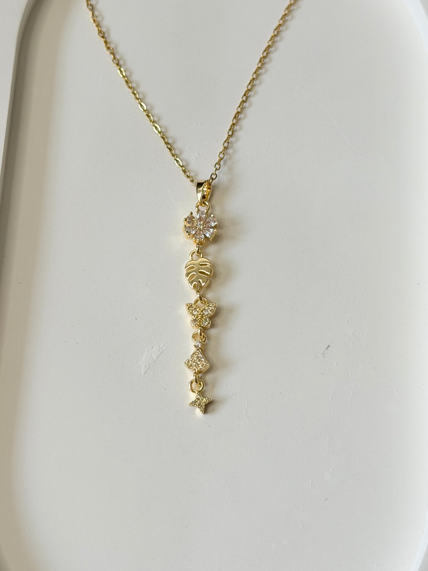 Nature Charm Lariat Necklace