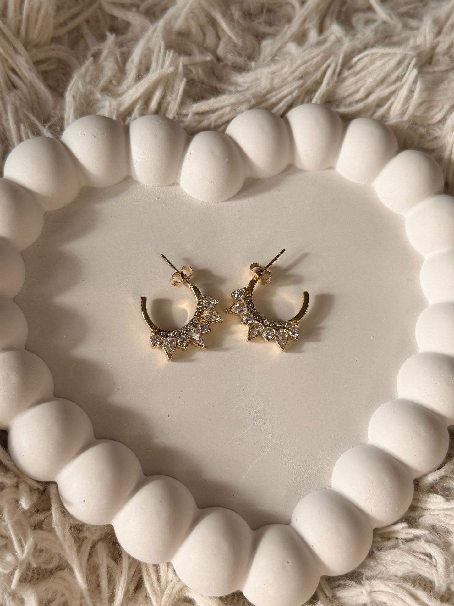Floral Crystal Half Hoop Earrings