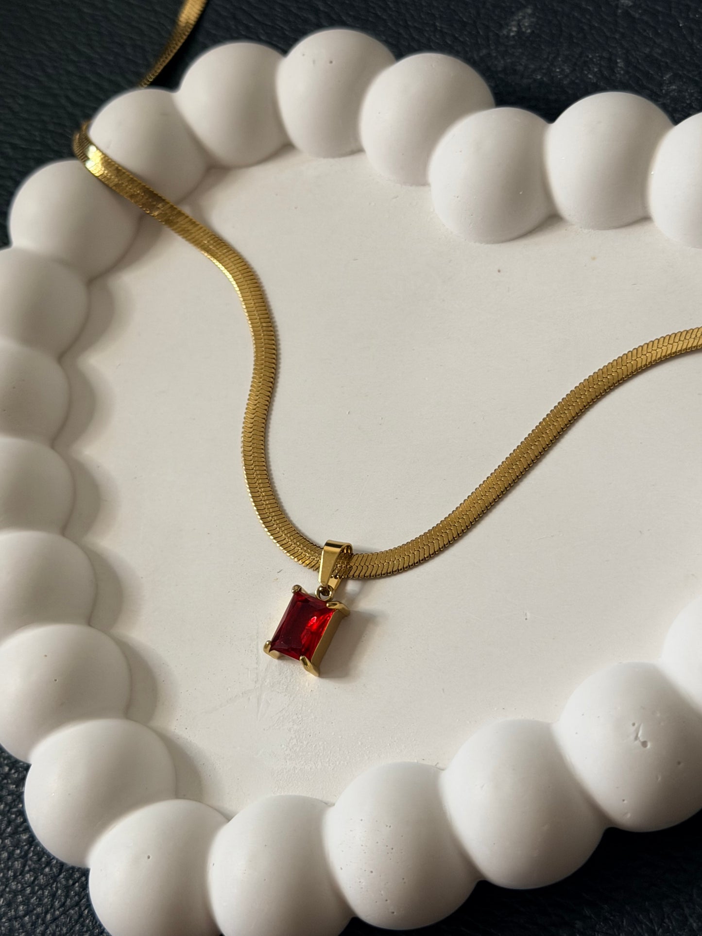 Ruby Emerald Cut Necklace