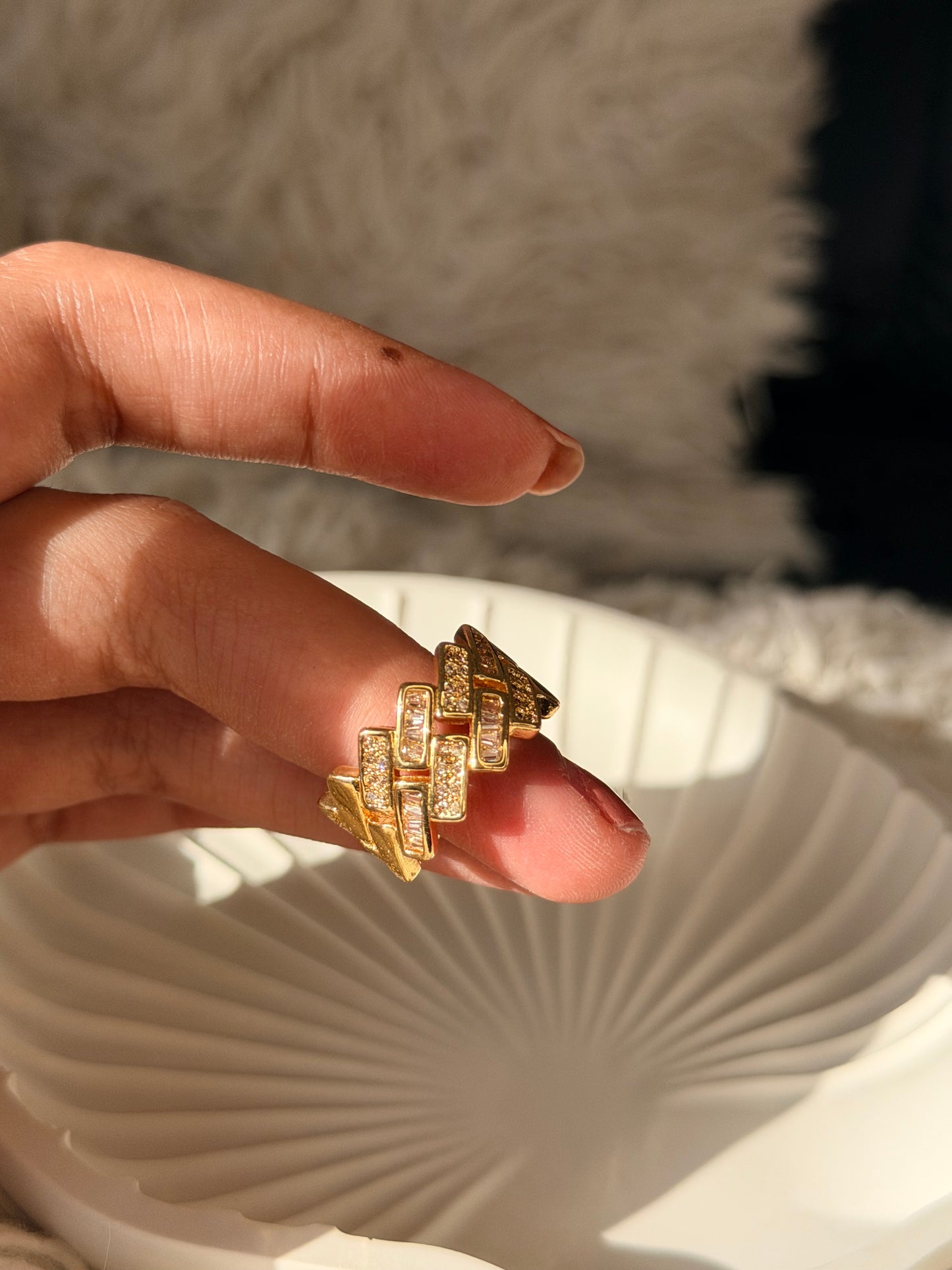 Geometric Weave Gold Ring