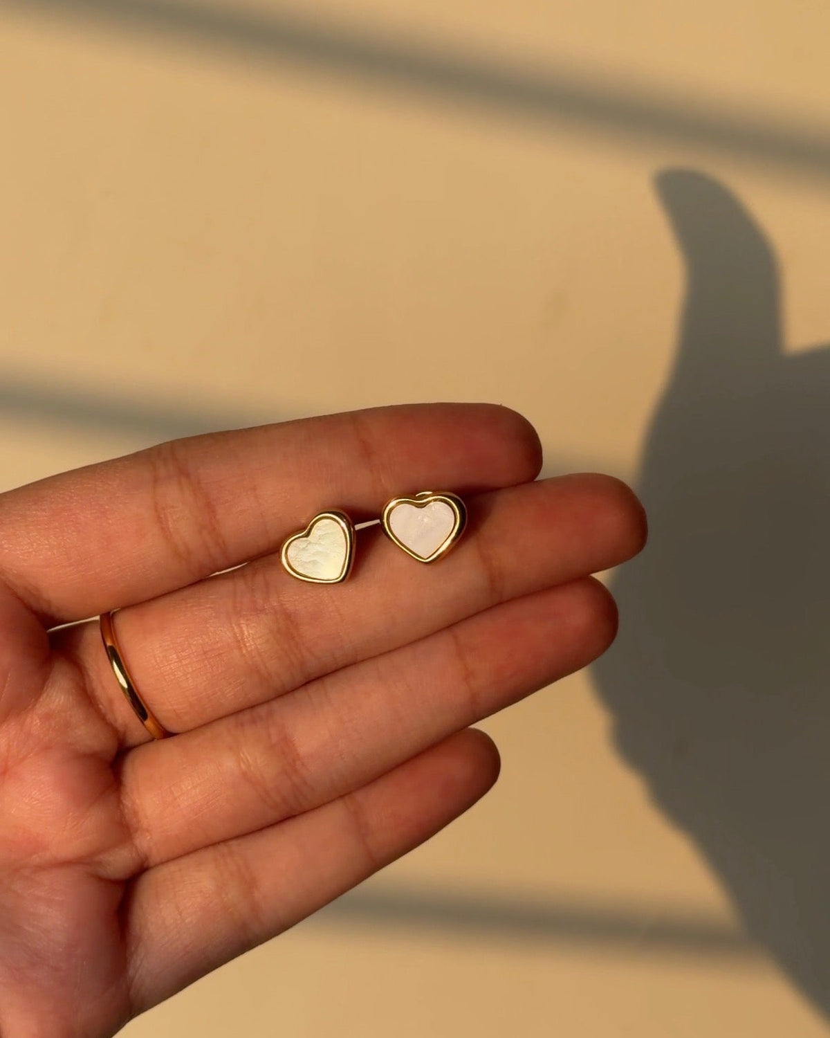 Amour Mother of Pearl Heart Stud Earrings