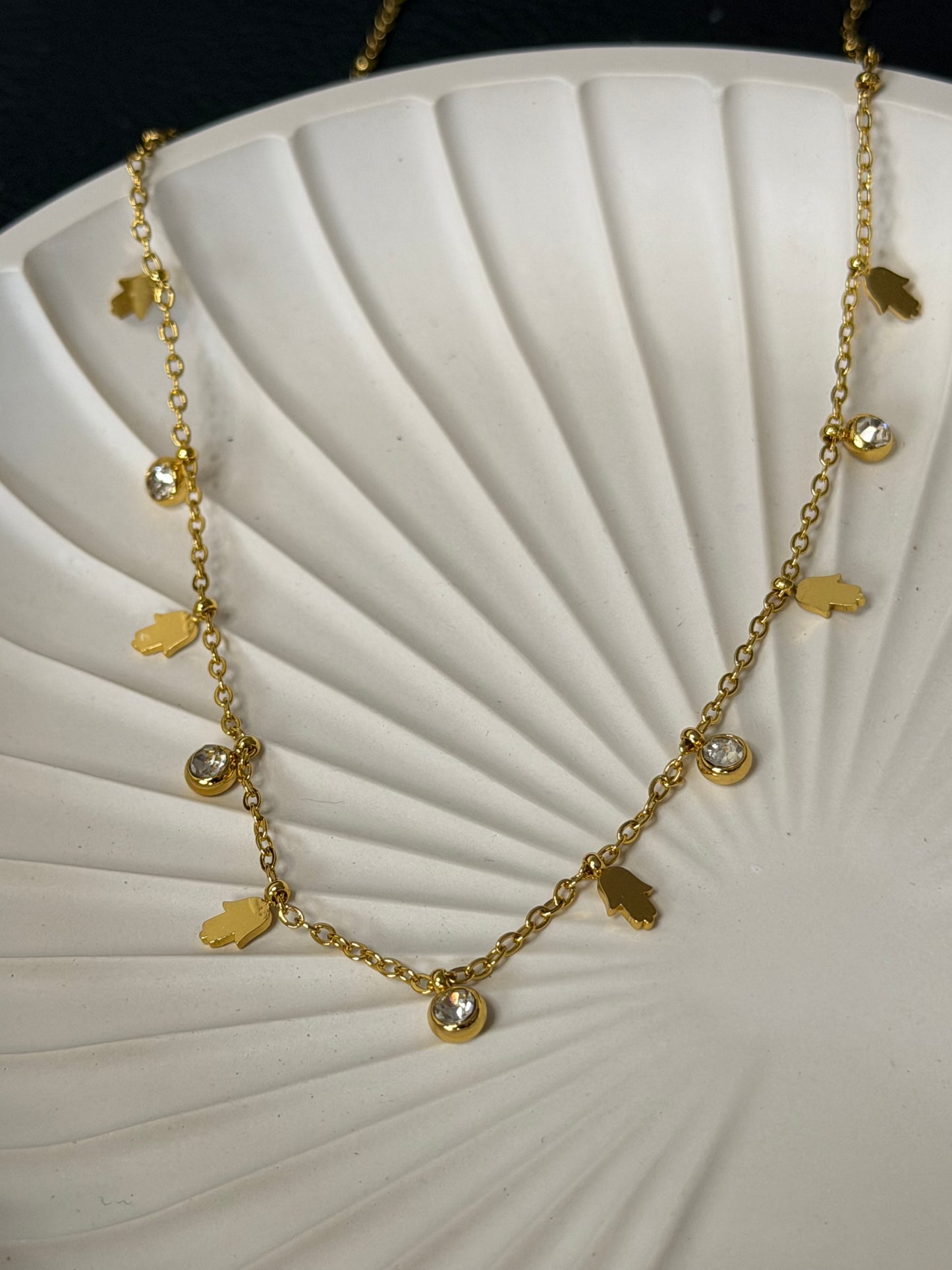 Hamsa Station Necklace