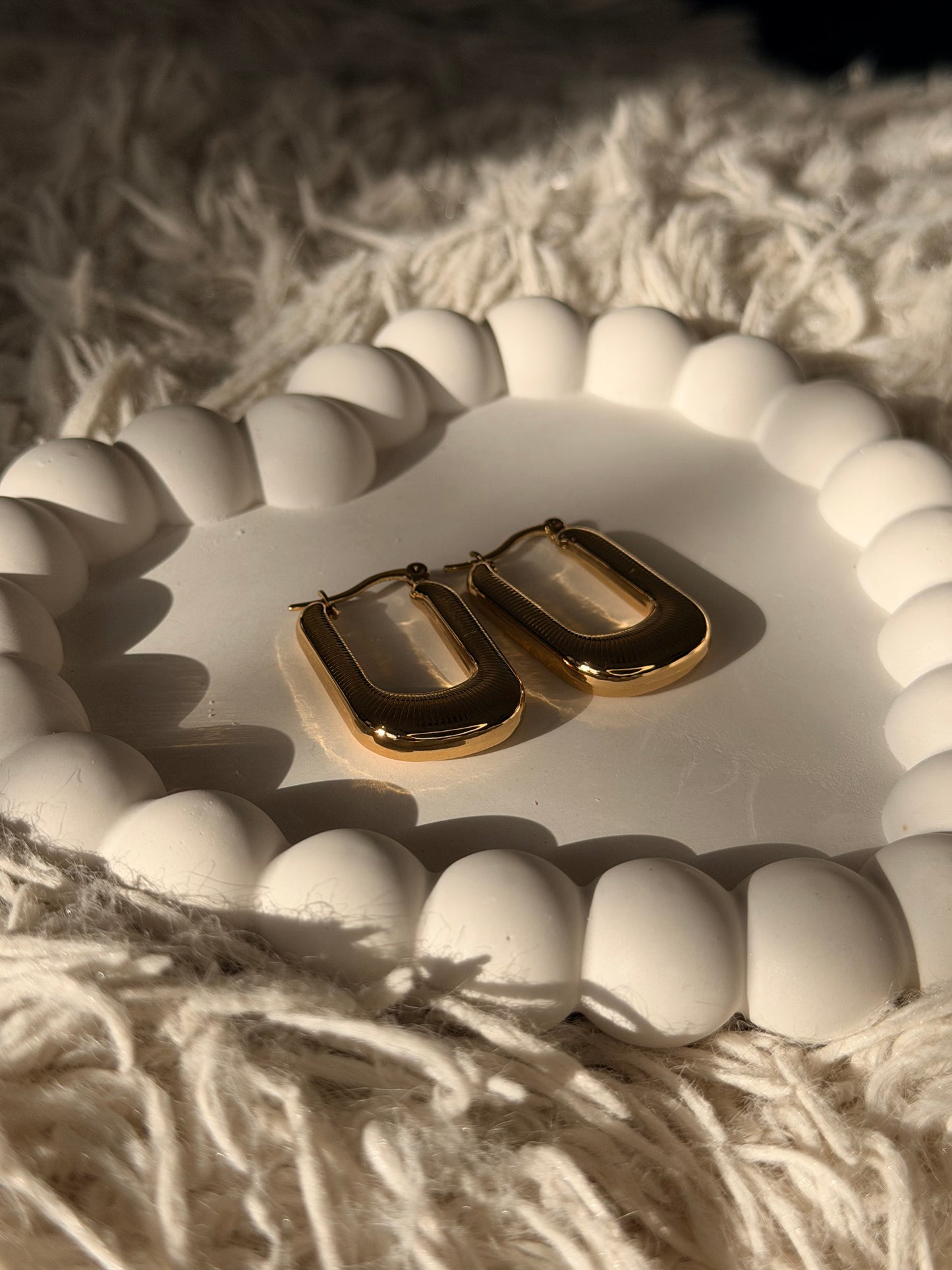 Textured Rectangle Hoop Earrings
