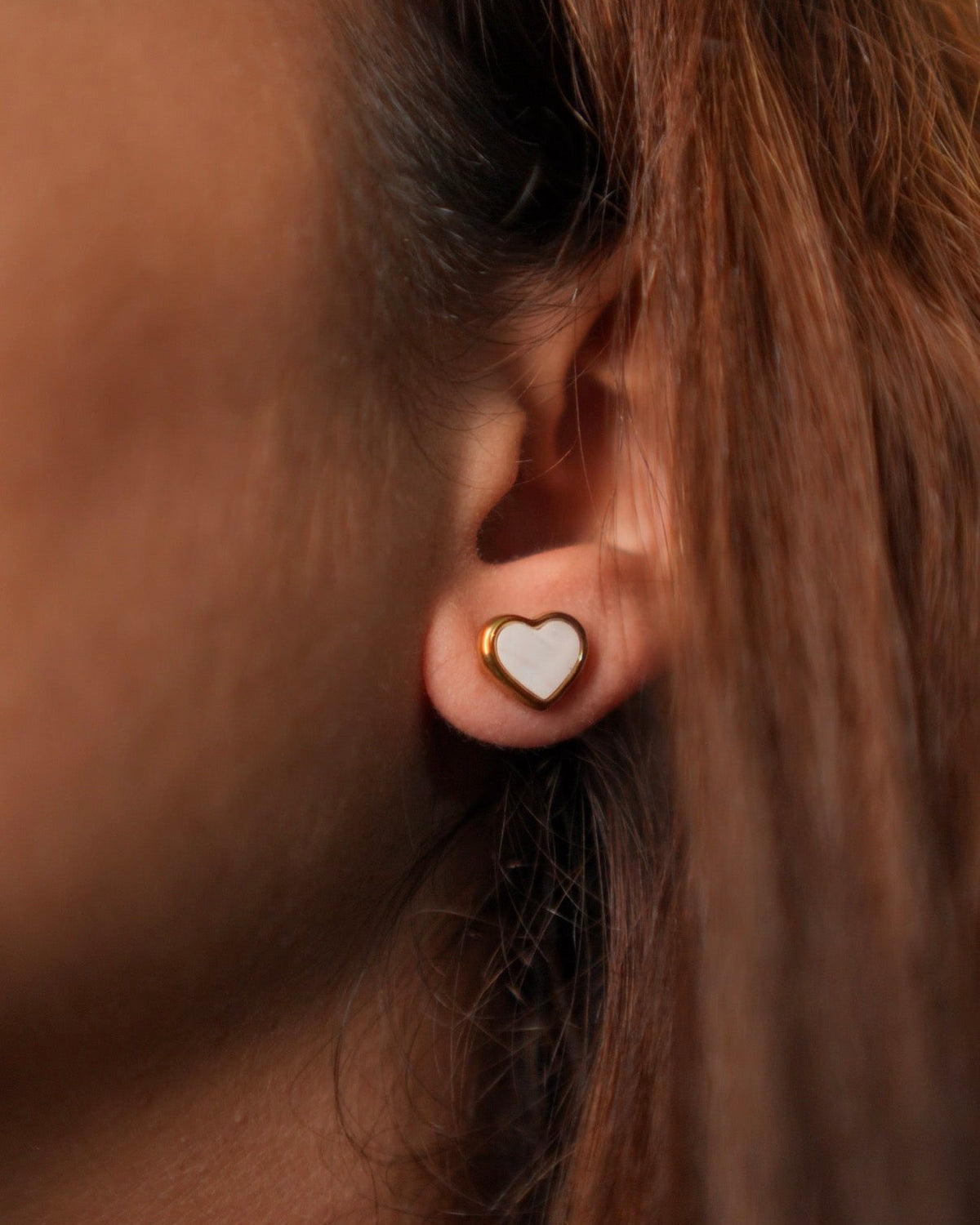 Amour Mother of Pearl Heart Stud Earrings