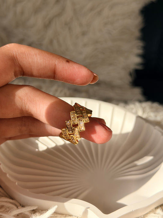 Geometric Weave Gold Ring