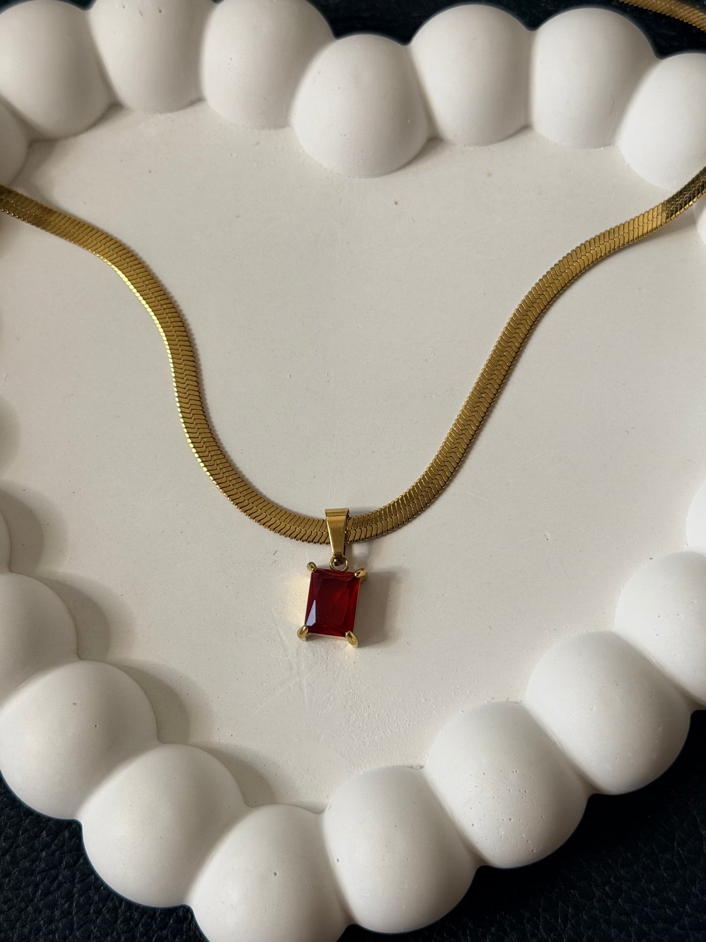 Ruby Emerald Cut Necklace