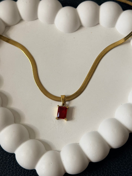 Ruby Emerald Cut Necklace