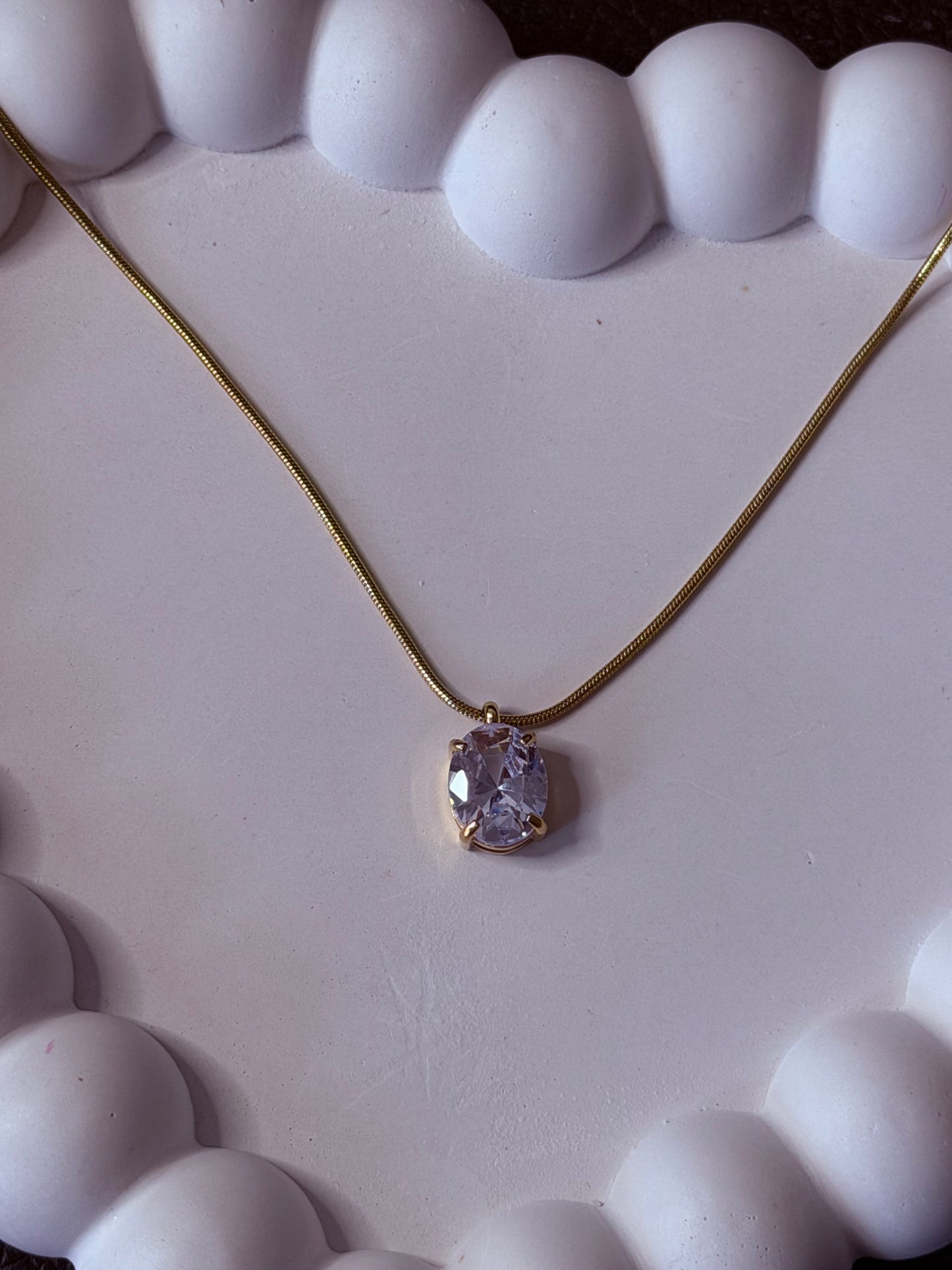 Oval Crystal Solitaire Necklace