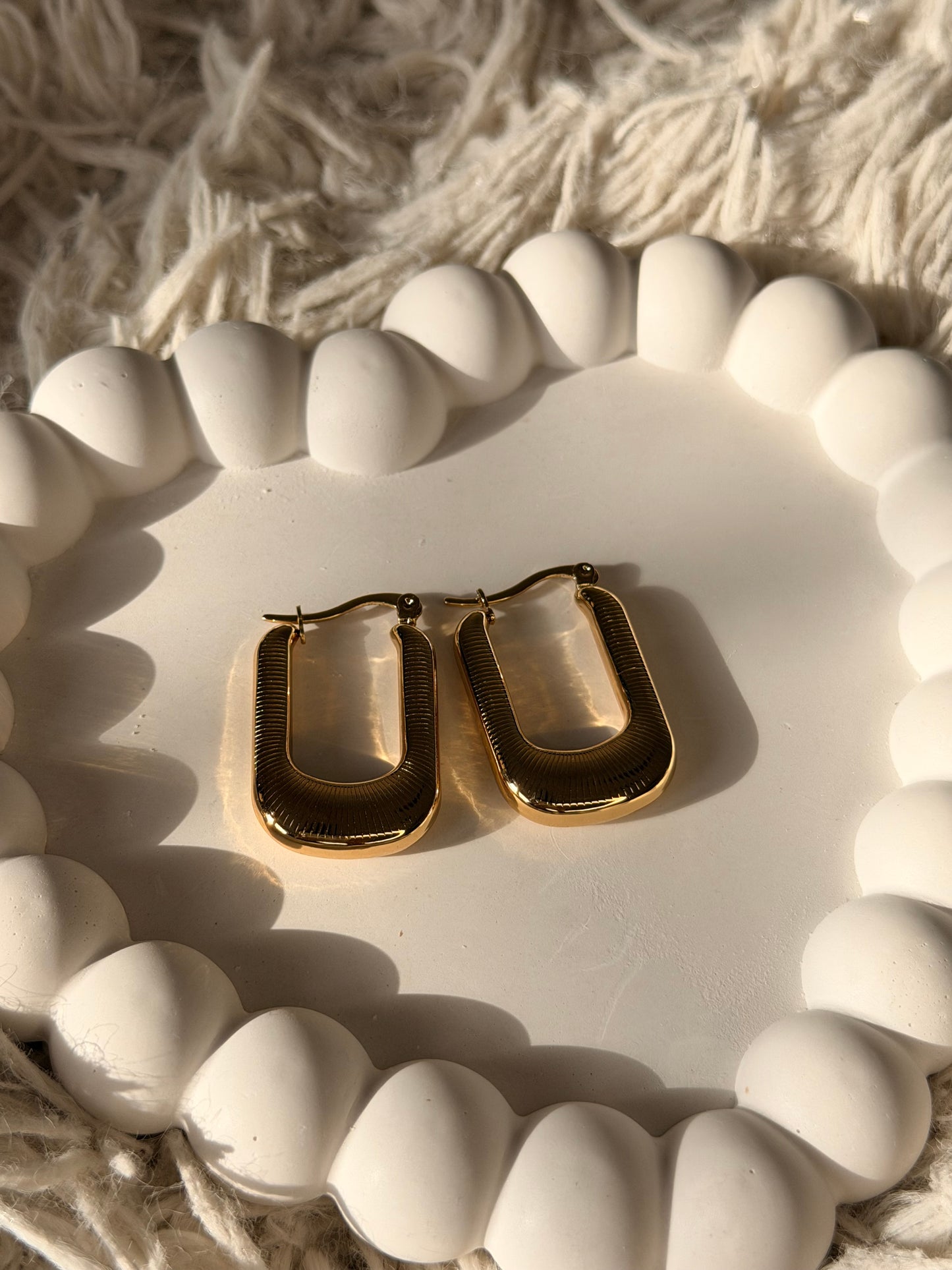 Textured Rectangle Hoop Earrings