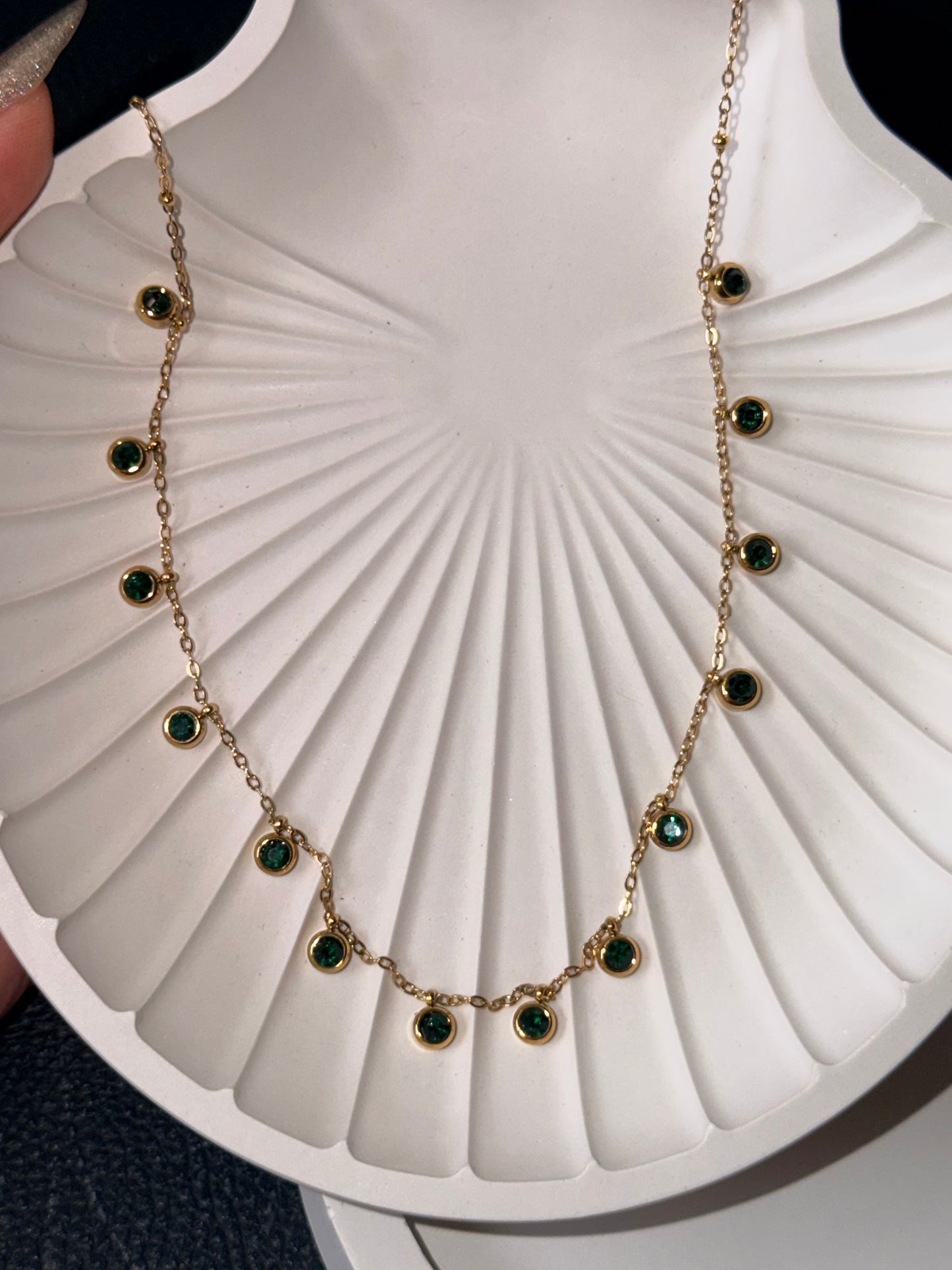 Emerald Crystal Station Necklace