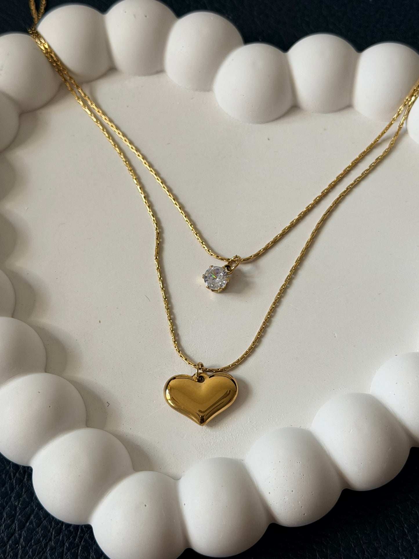 Layered Puffy Heart Necklace