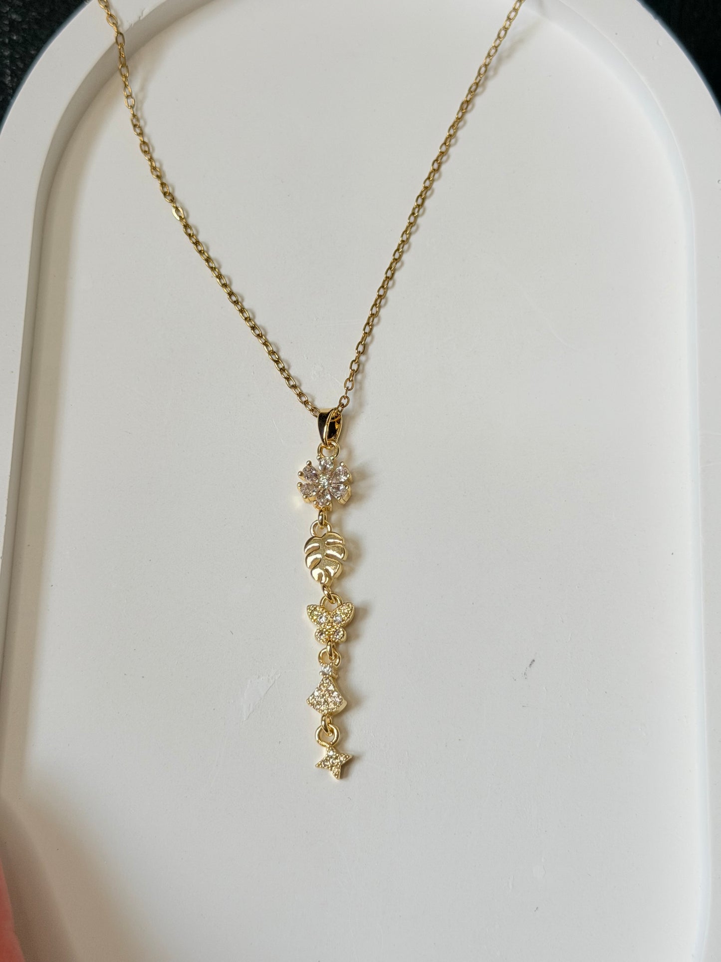 Nature Charm Lariat Necklace
