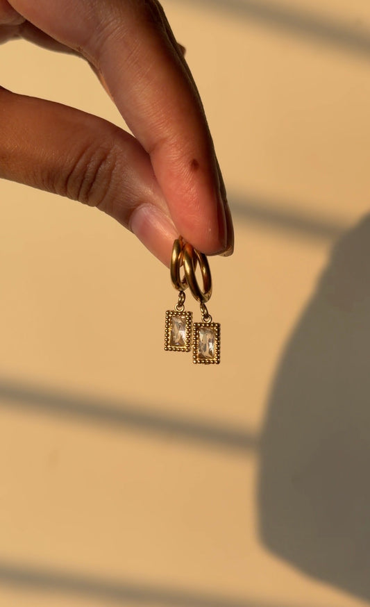 Lumière Emerald Drop Huggie Earrings