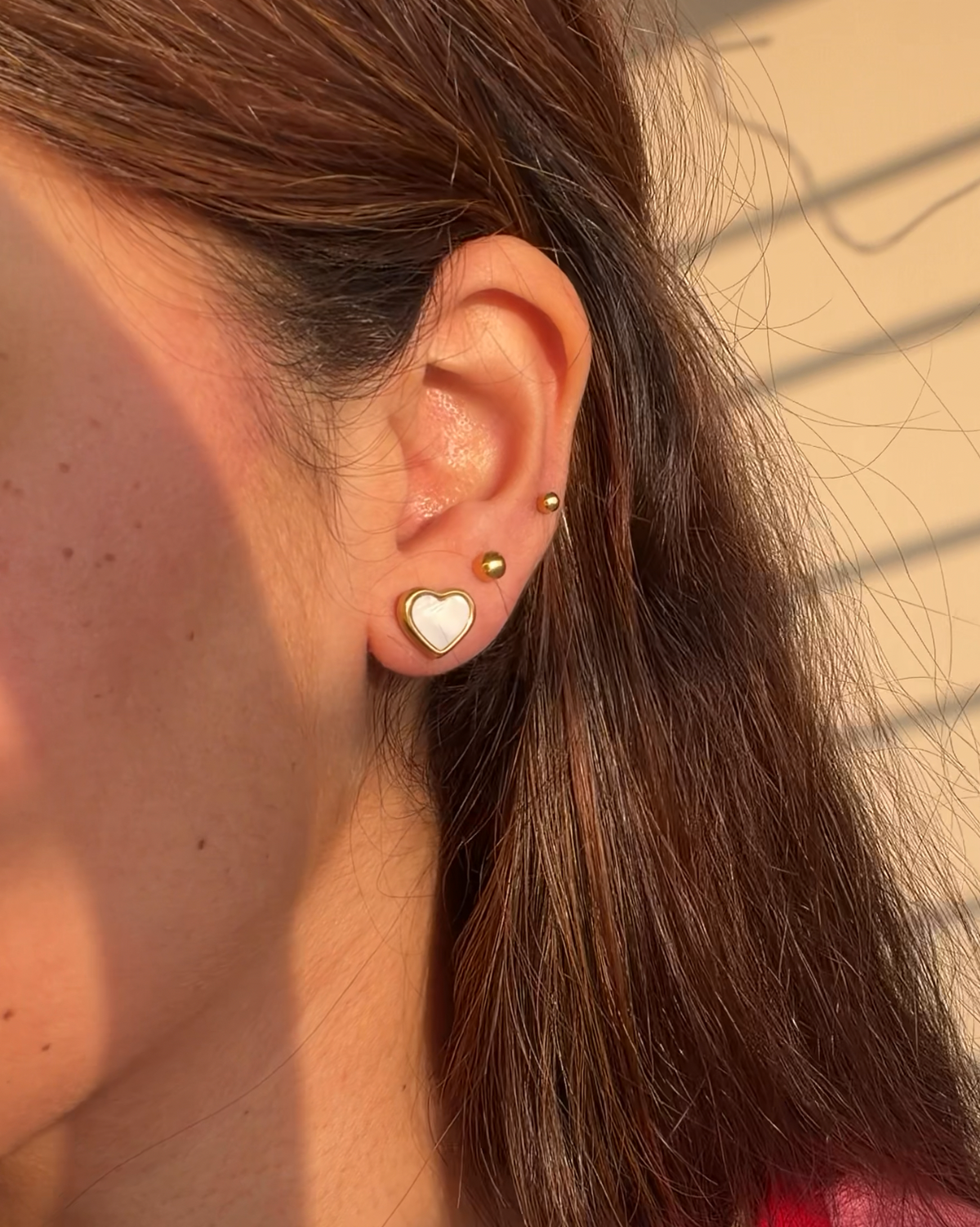 Amour Mother of Pearl Heart Stud Earrings