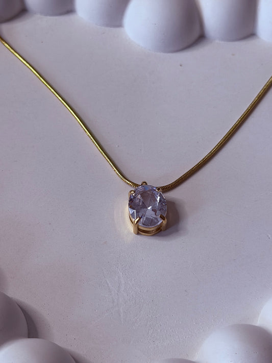 Oval Crystal Solitaire Necklace