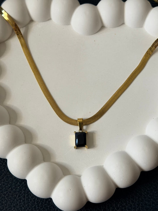 Midnight Emerald Cut Necklace