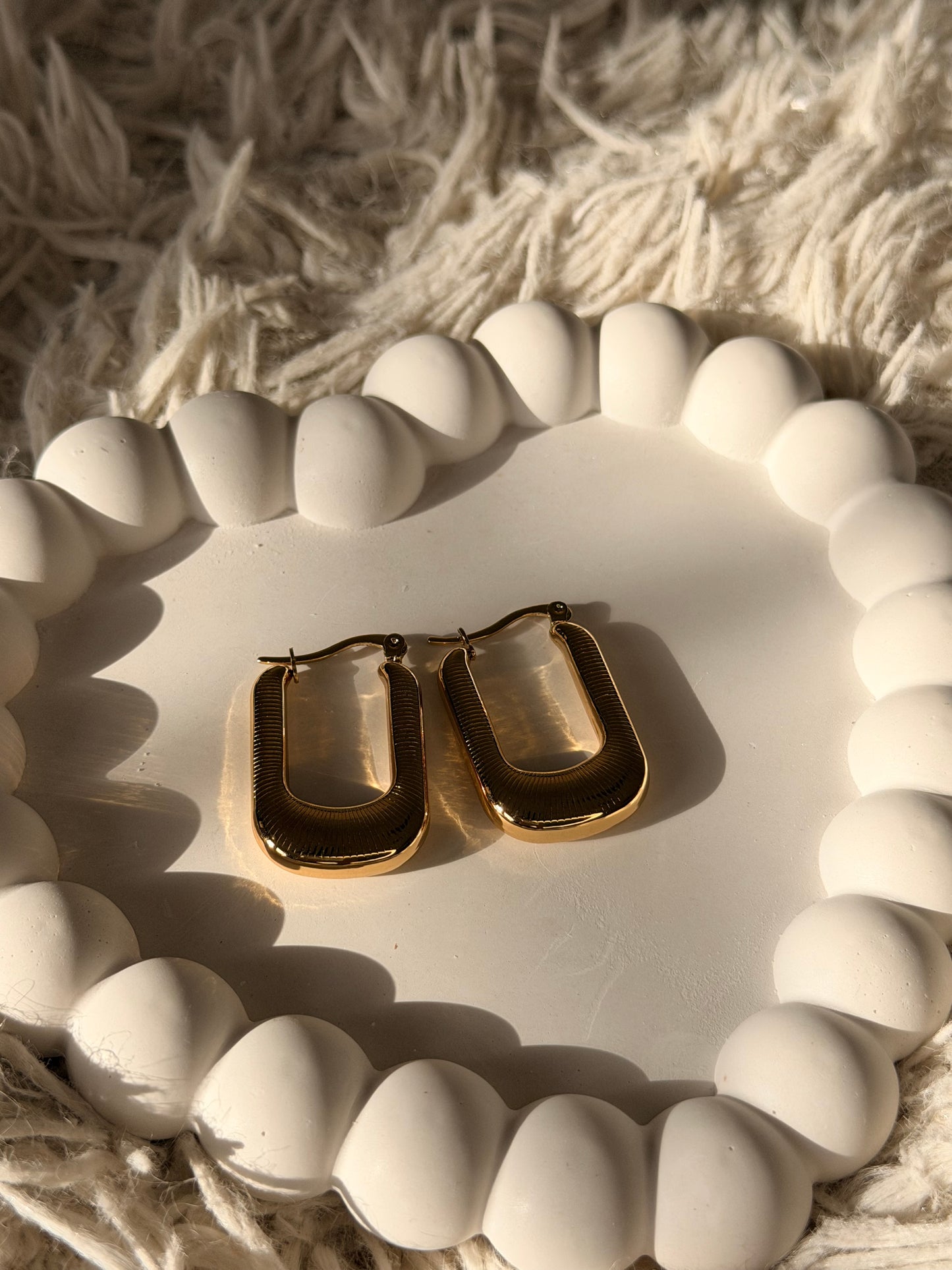 Textured Rectangle Hoop Earrings