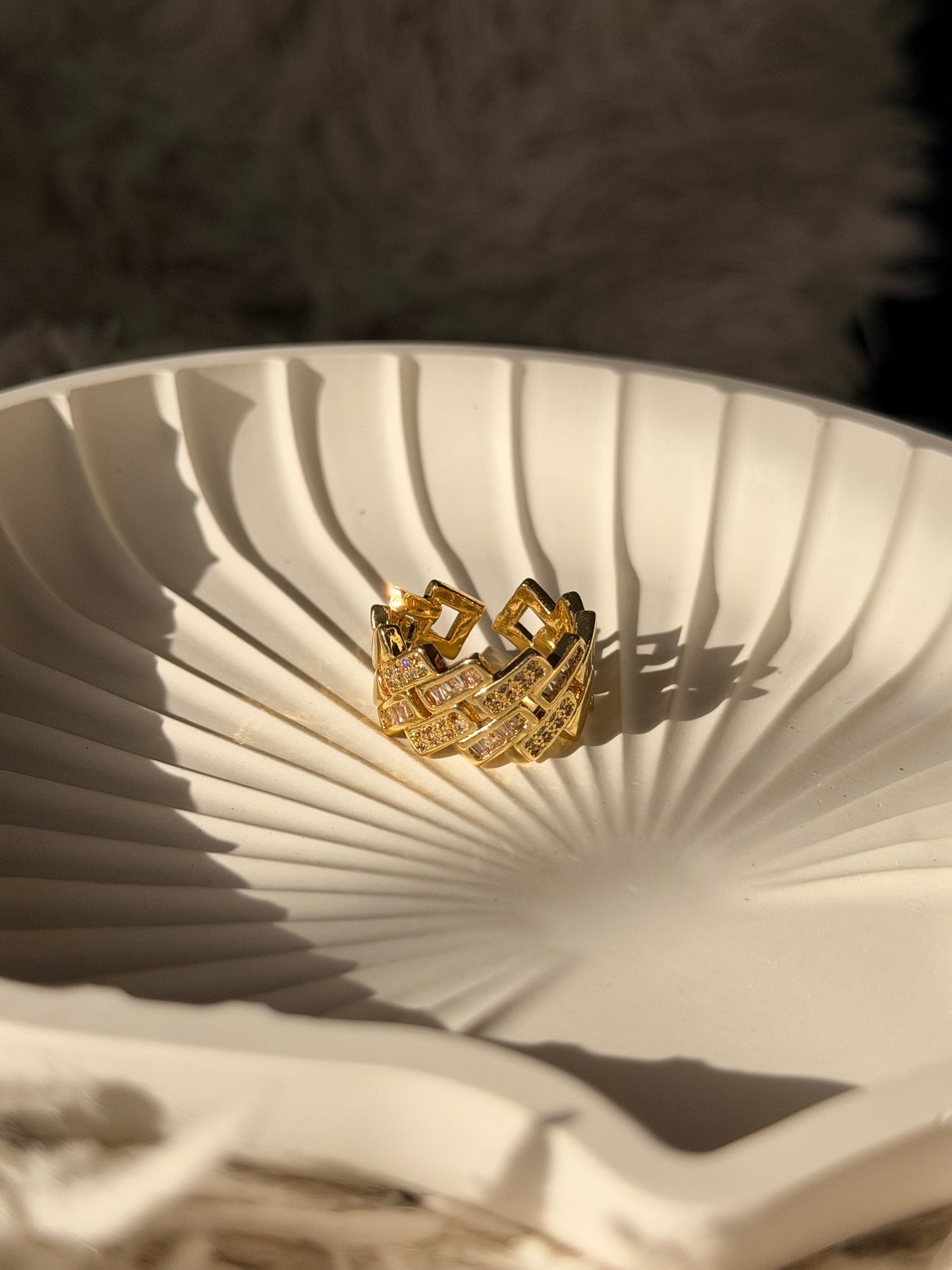 Geometric Weave Gold Ring