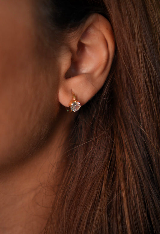 Avery Solitaire Crystal Huggie Earrings