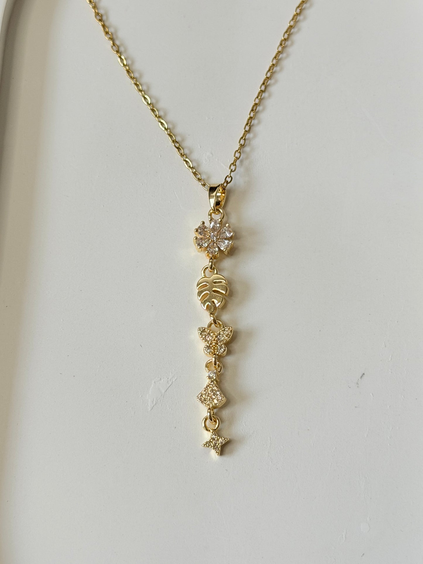 Nature Charm Lariat Necklace