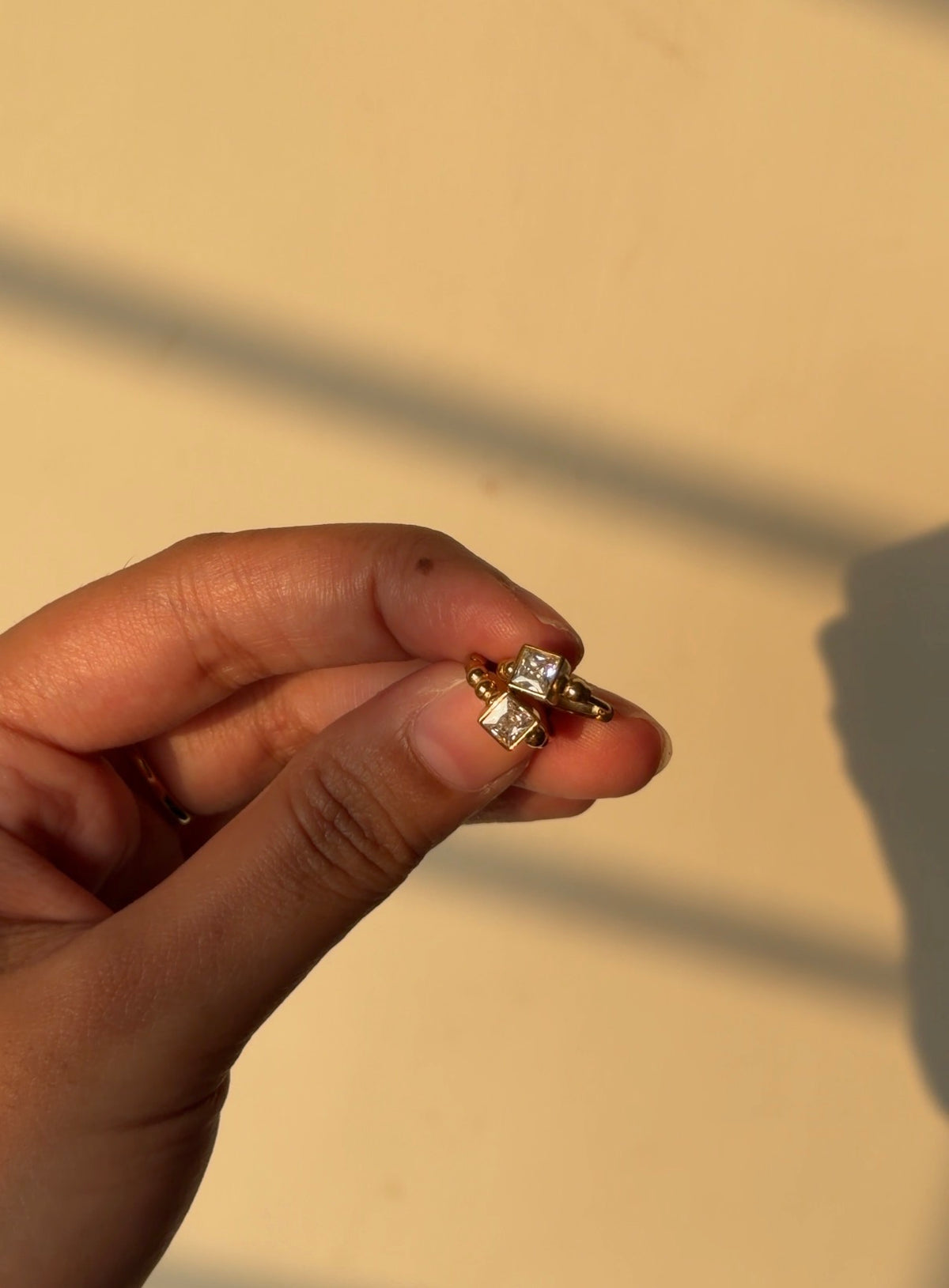 Elara Square Crystal Huggie Earrings
