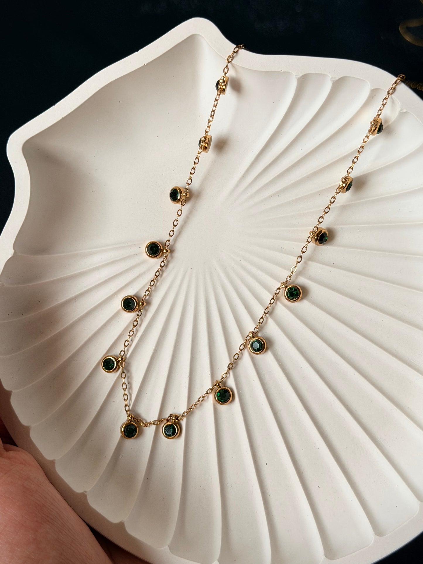 Emerald Crystal Station Necklace