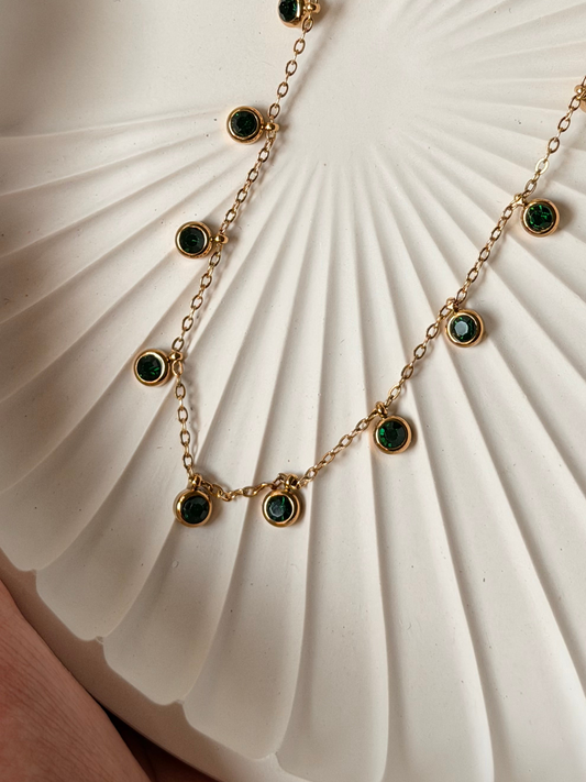 Emerald Crystal Station Necklace