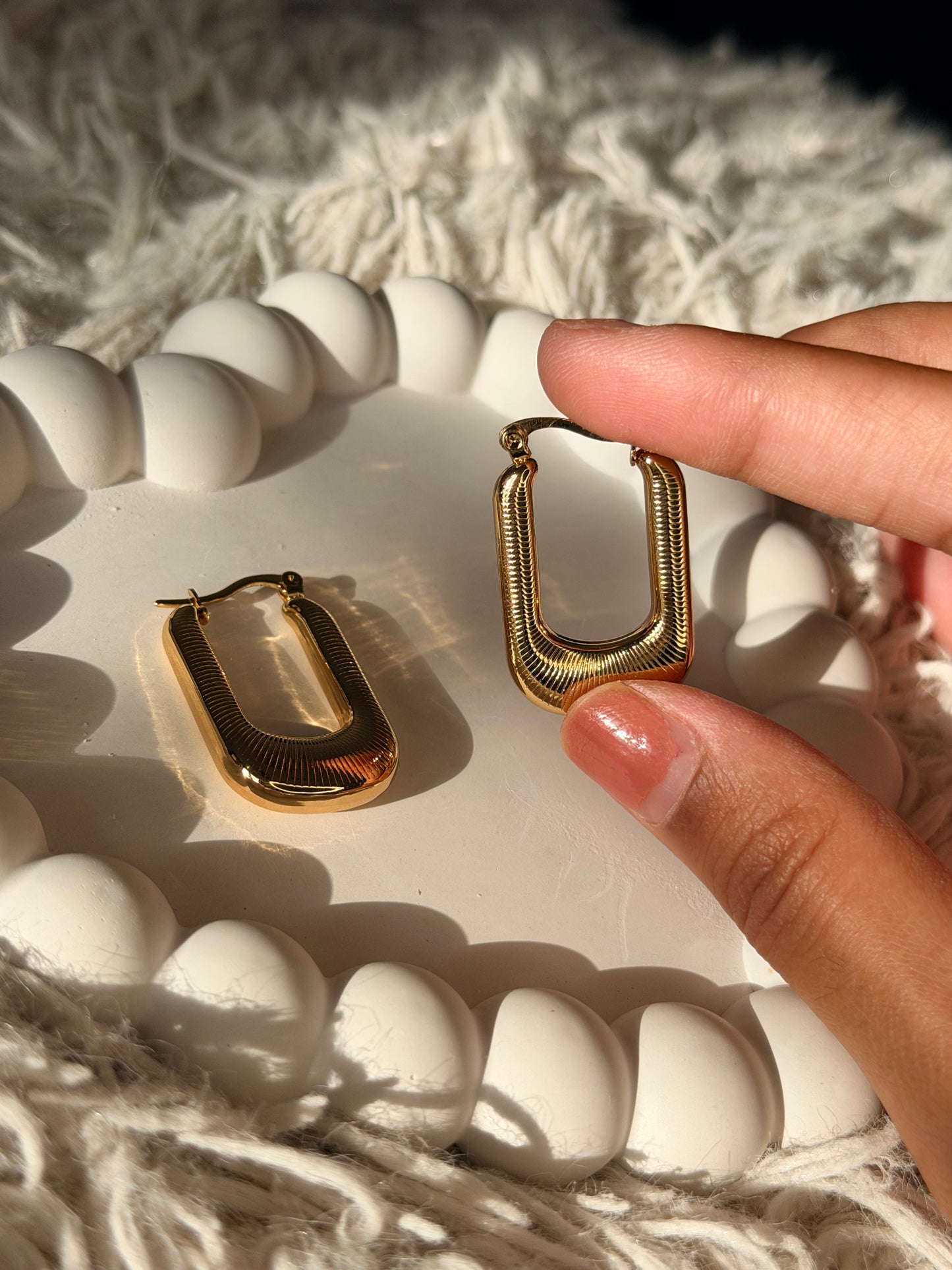 Textured Rectangle Hoop Earrings